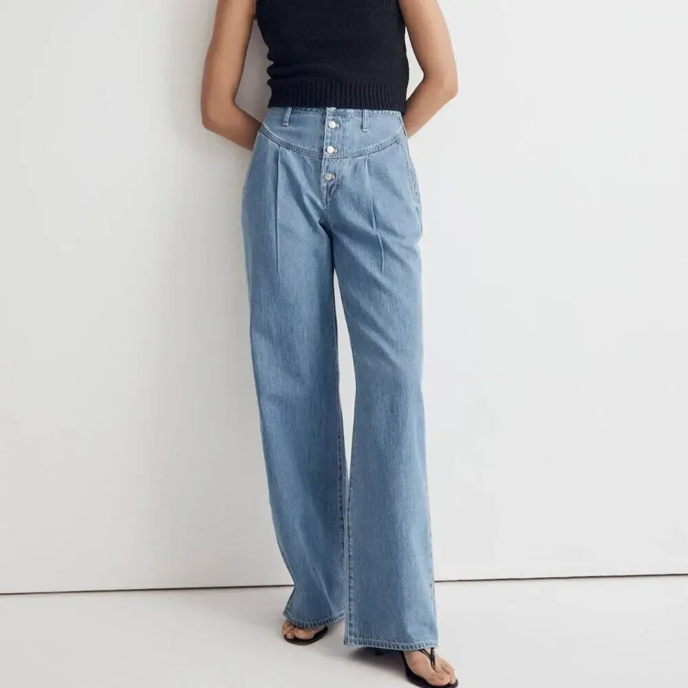 Madewell Super Wide-Leg Jeans Lockland Wash Size 27 - Picture 2 of 12